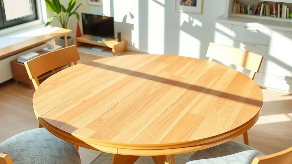 Runt bord med iläggsskiva fungerar bäst